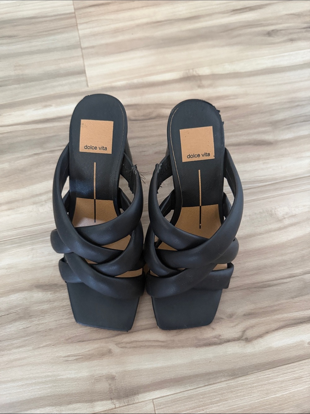 Dolce Vita Black Braided Strap Slide Heels
